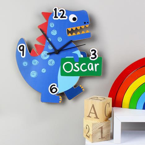 Personalised Dinosaur Shaped Wooden Clock Extra Image 1